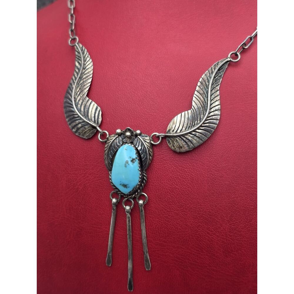 VINTAGE STERLING SILVER 925 HANDMADE HANDCRAFTED NATIVE AMERICAN TURQUOISE...